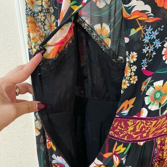 Anthropologie Adair Velvet-Trimmed Midi Dress Size 2 - Picture 6 of 8